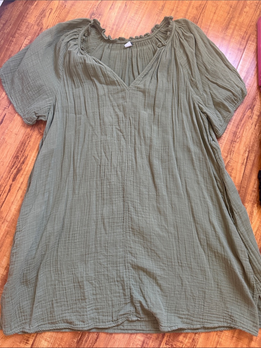 Old Navy Olive Gauze V‑Neck Mini Dress